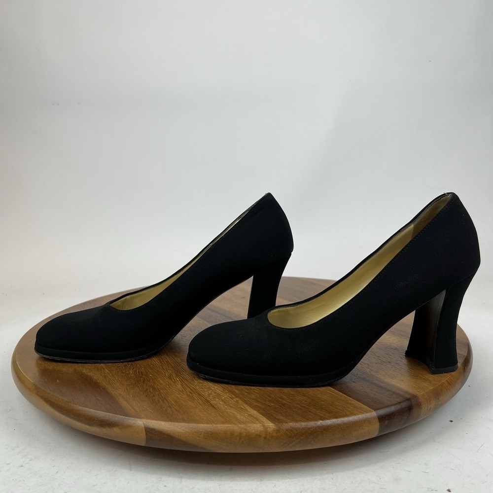 Womens Prada Black Fabric Vintage Slip On Flared Block Heel‎ Pumps Size EU 37.5 - Picture 2 of 9